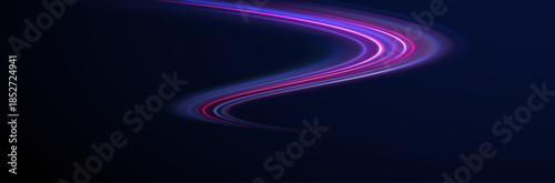 Vector futuristic line streak motion abstract light city.
