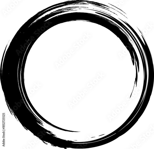 Grunge circle. Rough surface, traces of time. A circle with chaotic defects, cracks, and noise, emphasizing the handcrafted and vintage style. A circle drawn with brushstrokes.