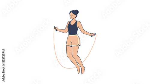 Woman jumping rope in athletic wear, exercising and having fun outdoors