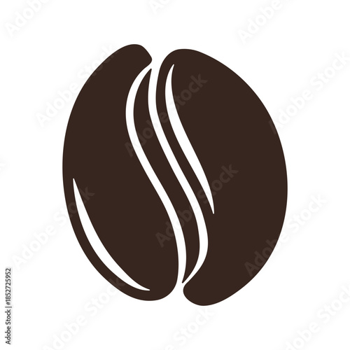 Dark brown coffee bean icon without background.