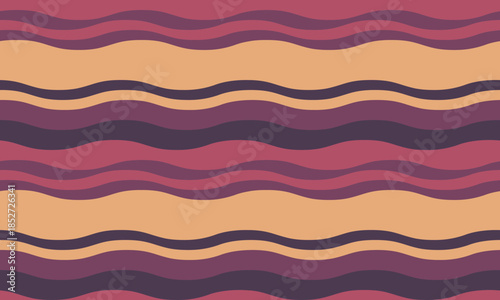 Abstract wavy stripes pattern in muted earth tones. Perfect for backgrounds, textiles, or website design. Evokes feelings of calm and continuity.