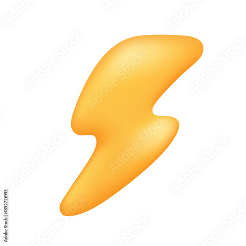 3D yellow lightning bolt symbol vector illustration.