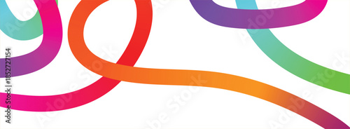 Collection colorful bold curved lines with loops isolated on white. Hand drawn bold grunge wavy and swirled brush strokes.