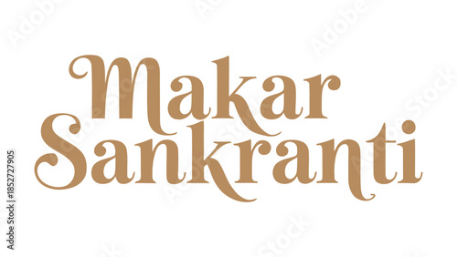  Makar sankranti elegant calligraphy typography text design for indian harvest festival celebration isolated on white background suitable for greeting card banner poster and digital use