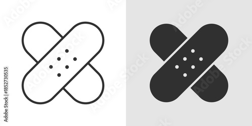 Bandage Icon showing a simple adhesive plaster with small holes, representing first aid, medical care, and injury treatment.