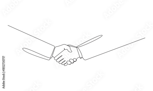 Continuous line drawing of a business handshake