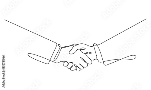 Continuous line drawing of a business handshake