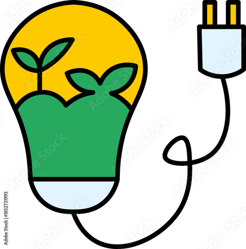 Eco friendly innovation with green sprouts in light bulb