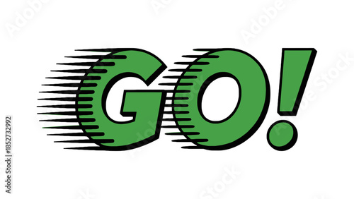 The word GO is displayed in green with motion lines indicating speed.
