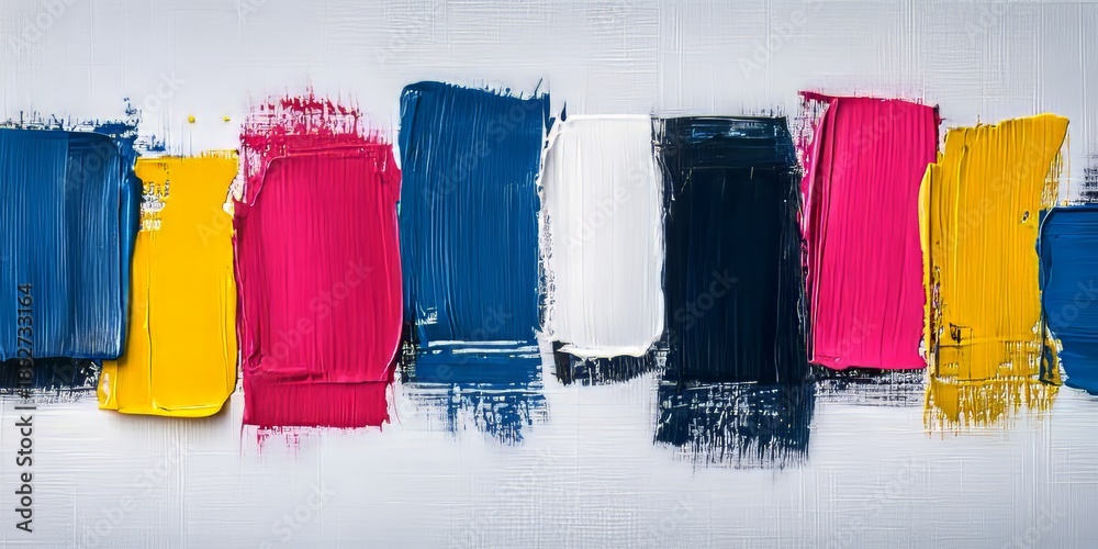 Naklejka premium Vibrant Contemporary Painting Canvas Backdrop with Dynamic Brush Strokes and Colorful Texture