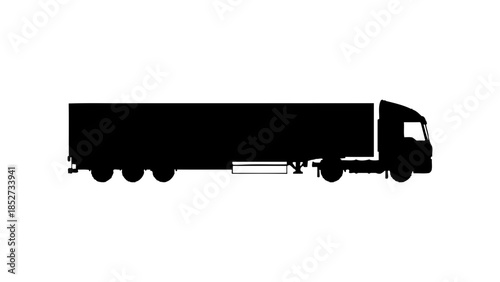 A black silhouette of a semi-trailer truck is shown against a white background.