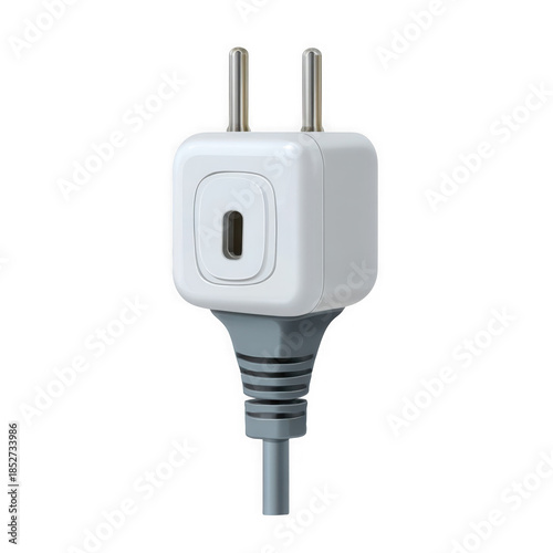 Modern white power plug with cable realistic studio shot isolated electrical connector