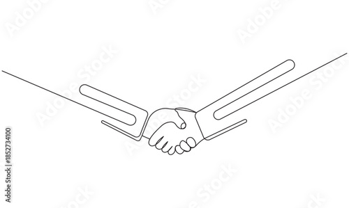 Continuous line drawing of a business handshake
