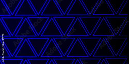 Abstract color Low-Polygons Generative Art background. Vector metal triangles among blue triangles on a black background. Cover for a banner, website, printing materials. 