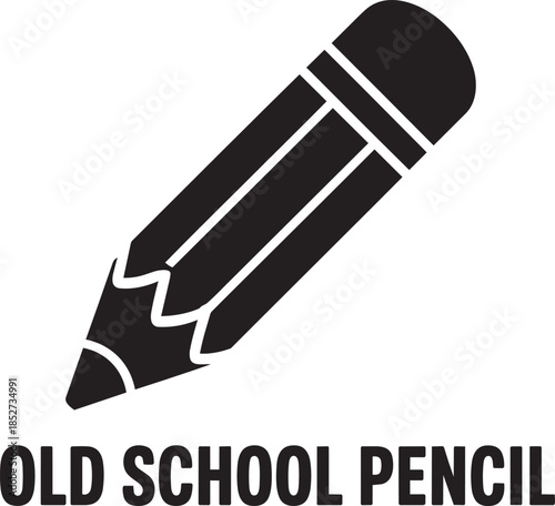 Old school pencil graphic vector art on transparent background for nostalgic design element