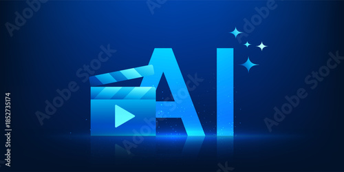 Artificial Intelligence Video Generation Technology Concept, AI Generating Video Clips with Cinematic Camera, Automated Filmmaking,Generative AI Video Production,Digital Content Creation, Future Media