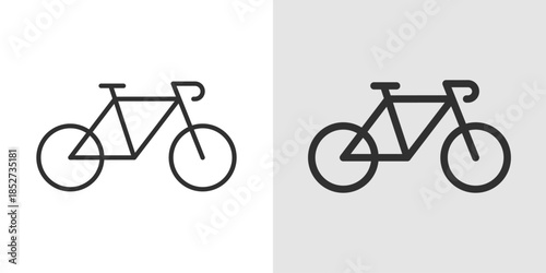 Bike Icon showing a simple bicycle outline, representing cycling, transportation, fitness, or eco-friendly travel.