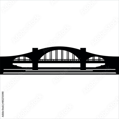 Silhouette of a classic arch bridge spanning a river iconic architectural structure.