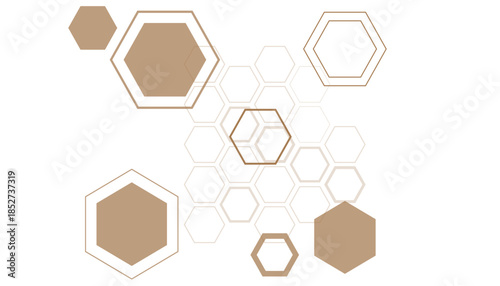 coffee brown hexagon on white background wall pattern