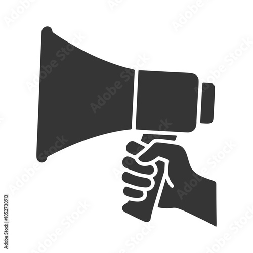 拡声器を持つ手のシルエットアイコン