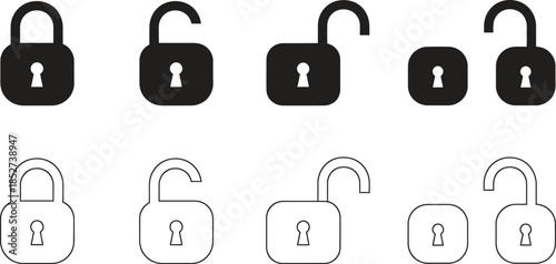 Locks icons set isolated on transparent background