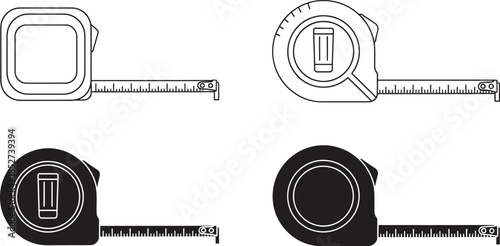 Measuringtapeiconssetisolatedontransparentbackground