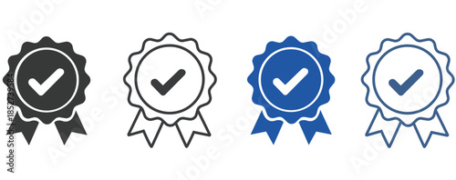 Assurance Seal Emblem A set of assurance seal emblems, featuring a prominent checkmark symbol within a circular frame, conveying a sense of quality and trust. 