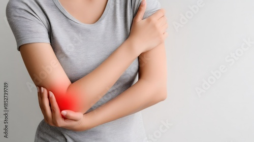 Woman experiencing elbow joint pain and injury