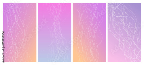 Set of abstract gradient backgrounds with wave beams
