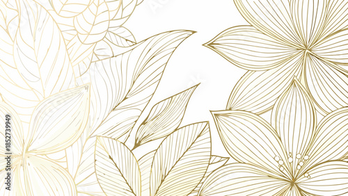 Elegant golden floral illustration with delicate lines and botanical details