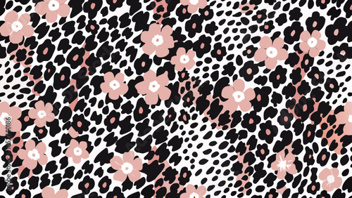 Floral and leopard print pattern a delicate mix of nature and wildness