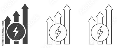 Energy Growth Illustration A dynamic illustration depicting rising energy demand, showcasing the upward trajectory of progress with an electric bolt symbol, highlighting innovation and development.