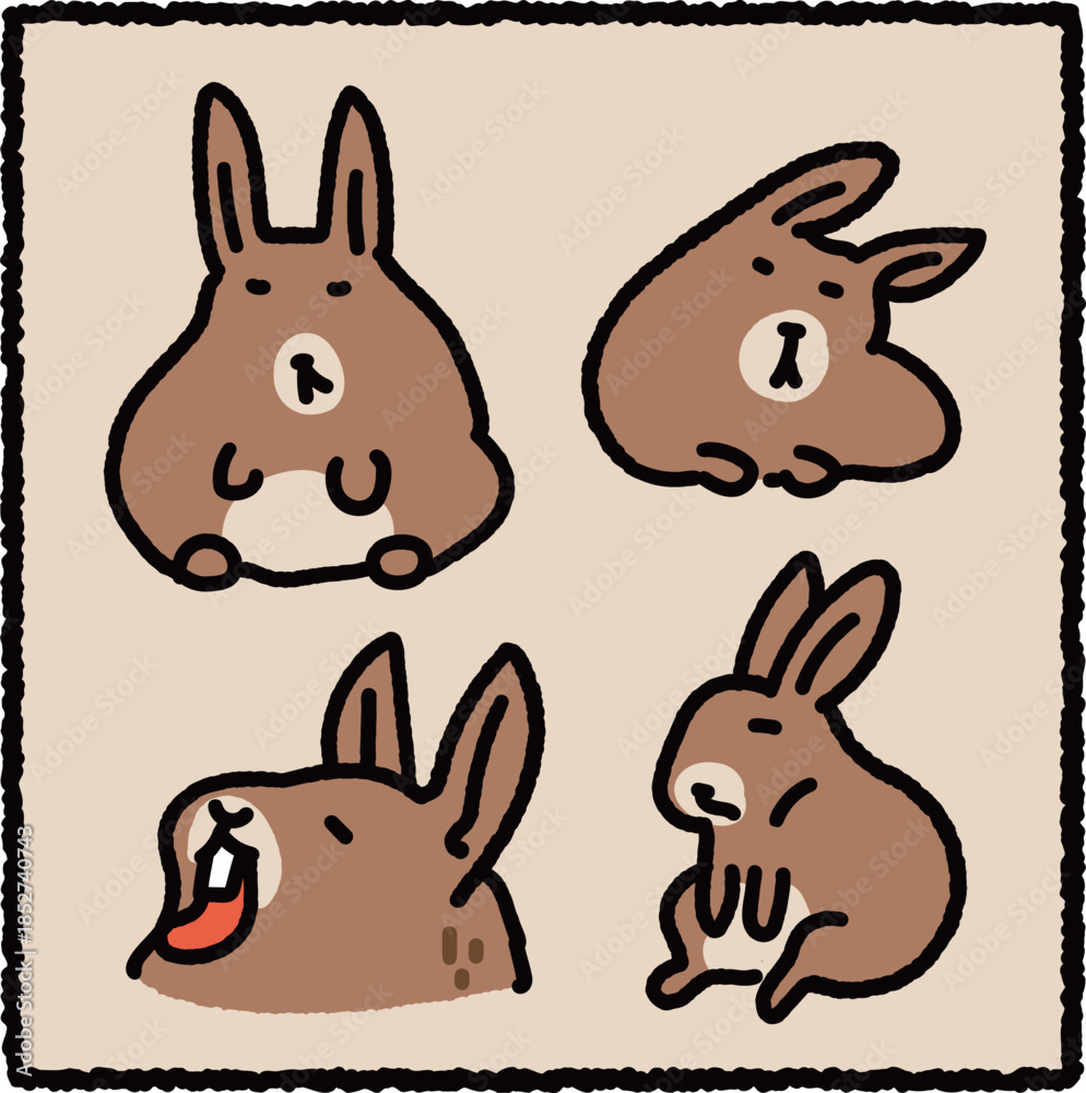 Fototapeta premium Hand-Drawn Mountain Viscacha Illustration Set, Andean Highland Rodent Educational Cartoon