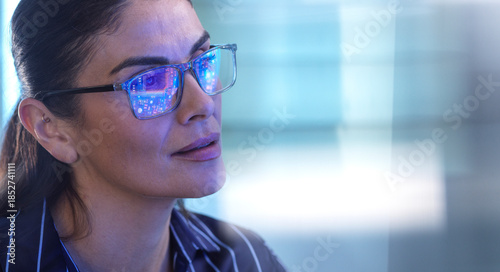Engineer using artificial intelligence technology with glasses