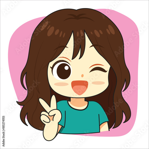 The girl in the green shirt is happy