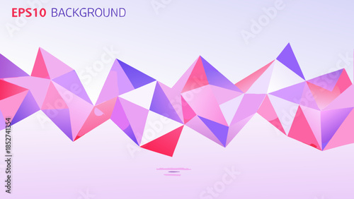 Abstract geometric background with colorful triangles in shades of pink and purple