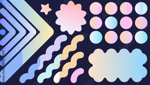 Abstract pastel shapes and lines a colorful gradient background design