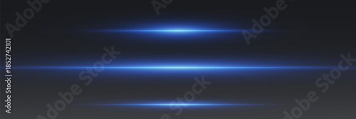 Set of glowing neon light lines, beam flash.