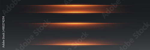 Set of glowing neon light lines, beam flash.