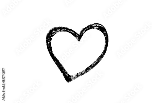 Hand drawn heart, black and white draft sketch isolated on white background. Vintage vector etching illustration.