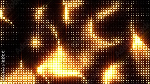 Wall of flashing gold lights. Golden background. Abstract wave calm movement. Shining flicker animation for glamour event, award ceremony, night club. VJ mosaic animation. 4k seamless loop video