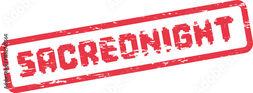 Sacred Night Red Grungy Stamp Mark Printed on a Clean White Background