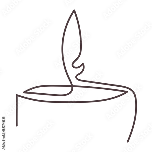 Line art Isolated Candle. One line vector illustration on transparent background.