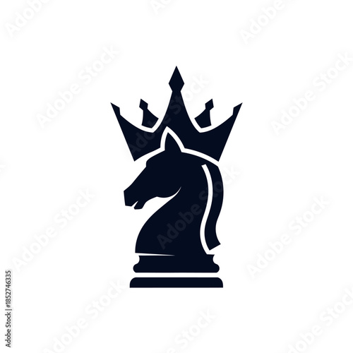 Black Chess Knight Piece with Crown.