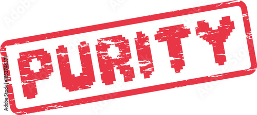 Bold PURITY rectangular stamp impression featuring a distressed vintage grunge style for projects