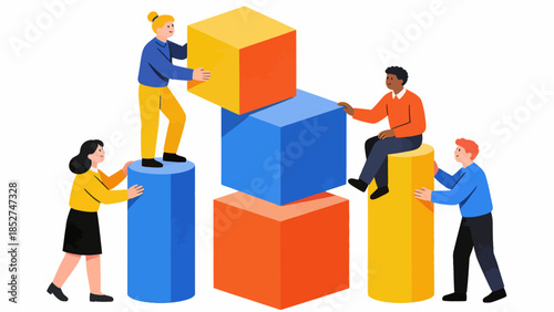 People building with blocks
