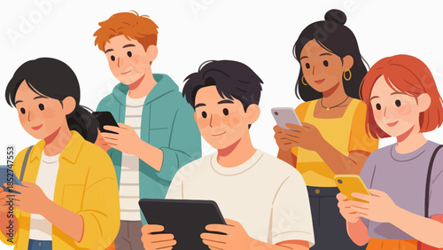 Group of people using mobile devices
