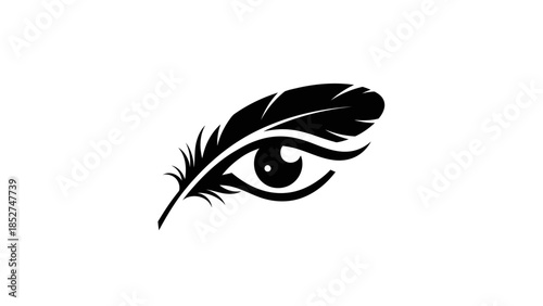 Elegant Feather Eye Logo Design Symbol.