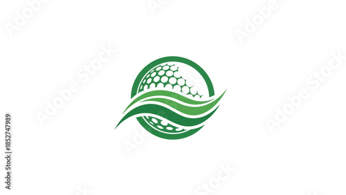 Golf Ball with Green Leaves Logo.