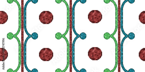 Pixel art Seamless pattern template design. Vector illustration of modern Geometric Pixel stylish wallpaper isolated white. Perfect living room wall decor wallpaper fabric print. EPS 10